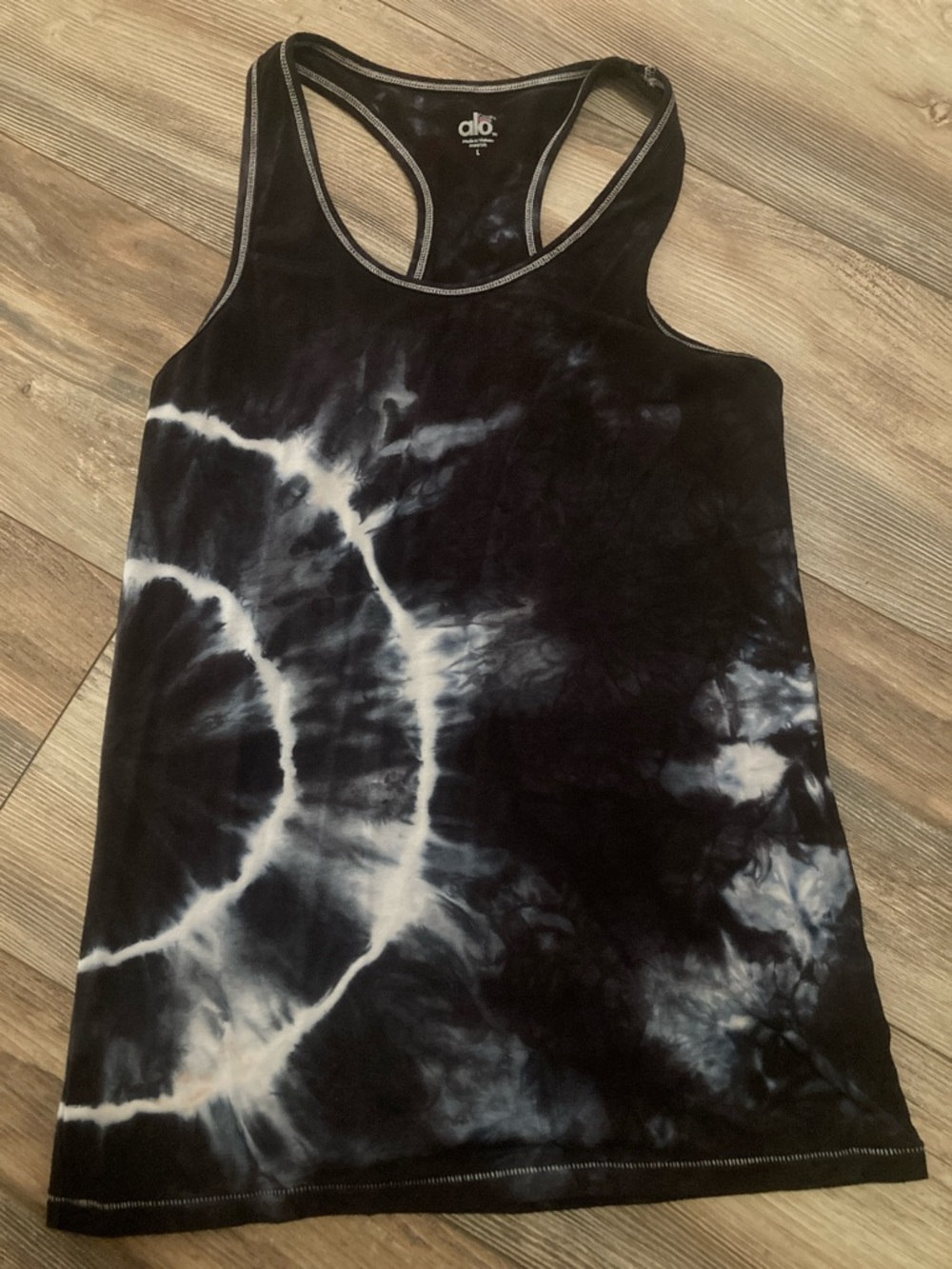 Alo Black Tiedye Racerback Tanktop Women’s Size L
